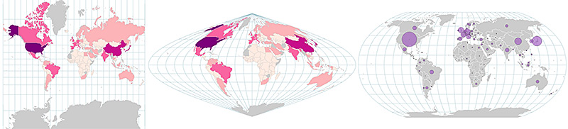 Choropleth and proportional symbol maps