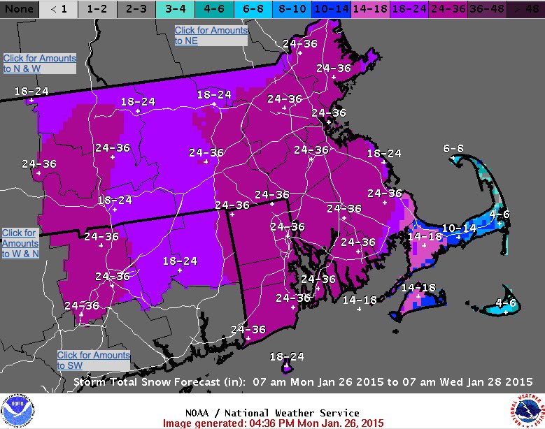 National Weather Service snow map