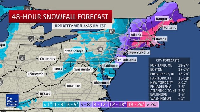 Weather Channel snow map