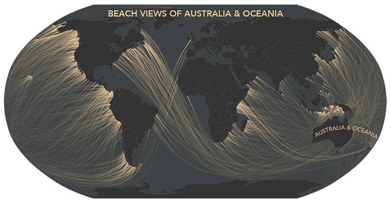 Beach views of Australia map