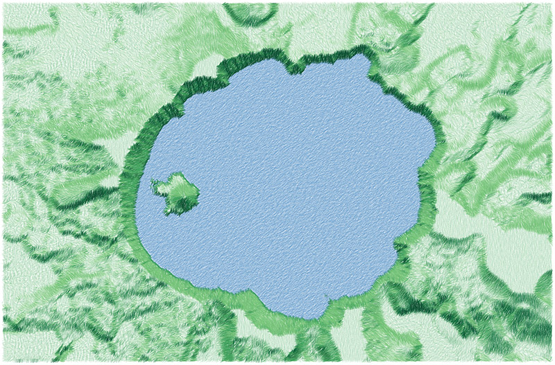 Crater Lake sketchy relief map