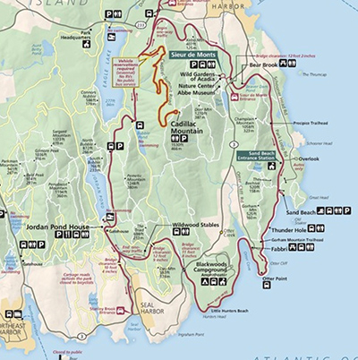 Official map of Acadia National Park