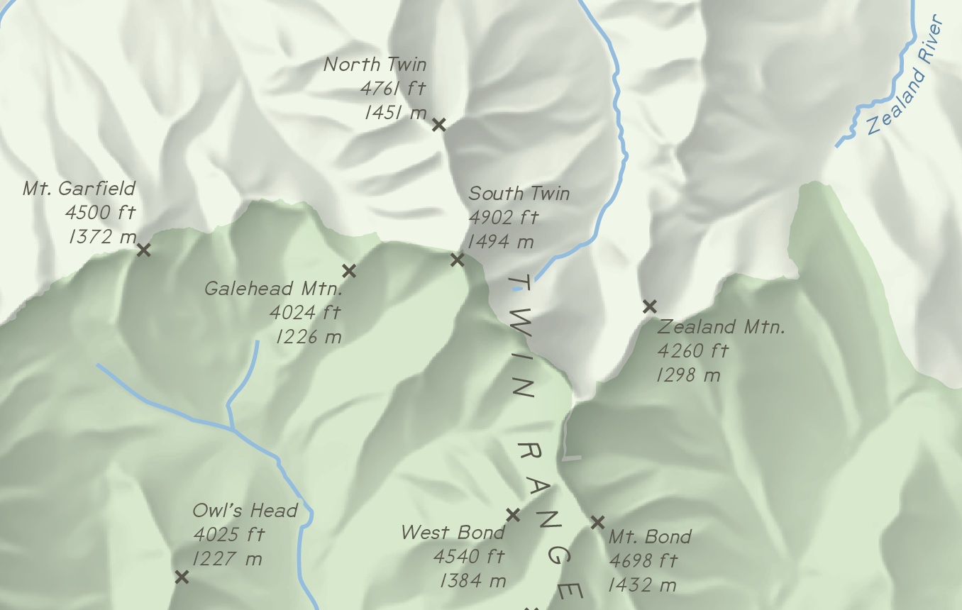 Screenshot of some of the map's physical features and labels