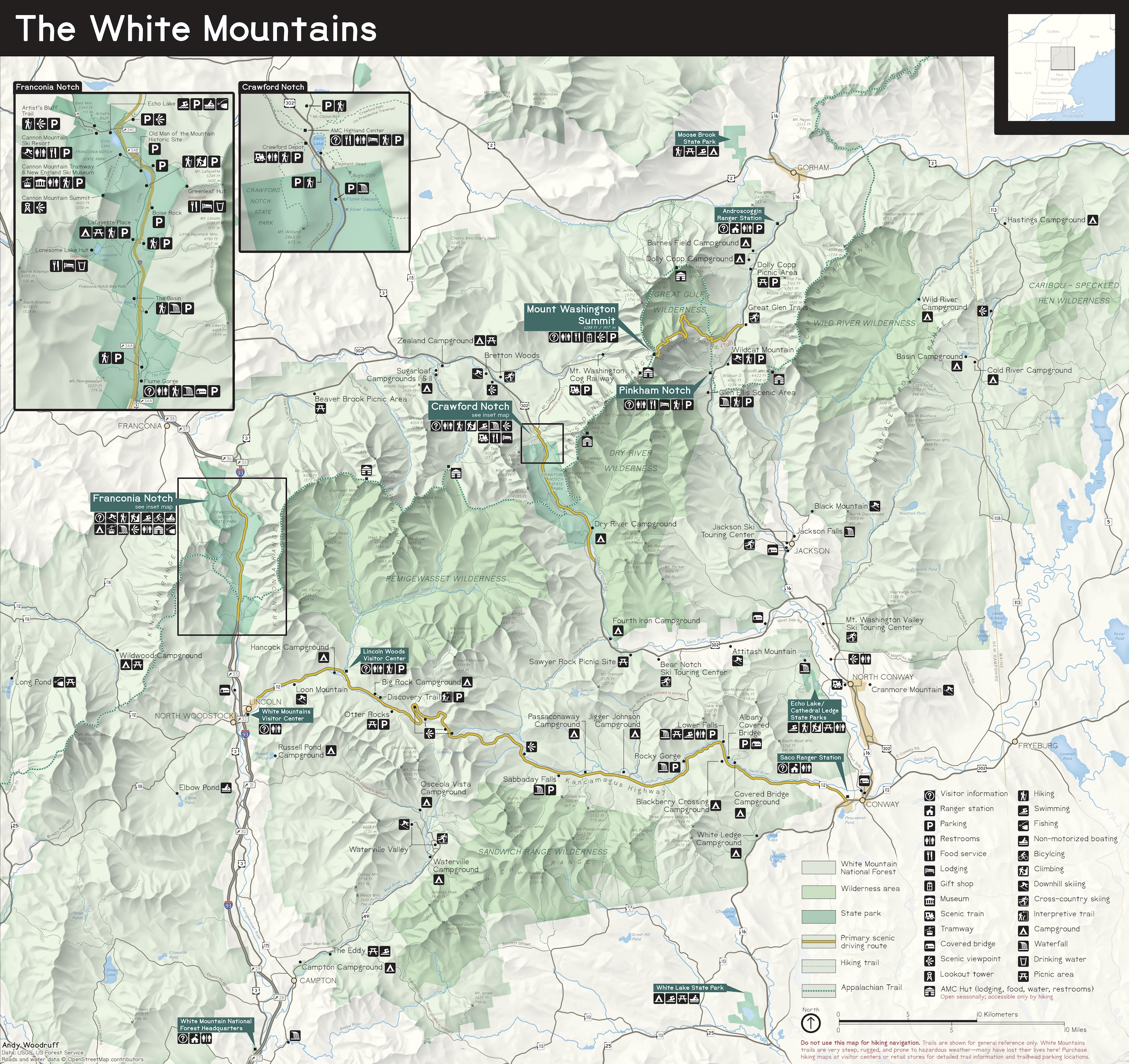 Full map of the White Mountains