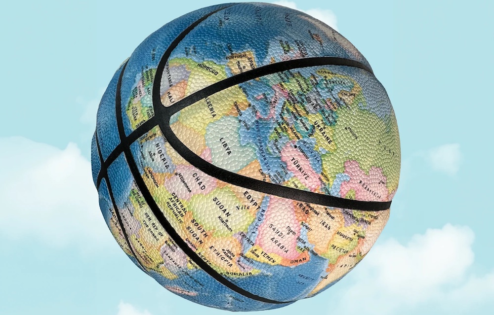 A view of Atlas basketball centered on Europe, Africa, and the Middle East