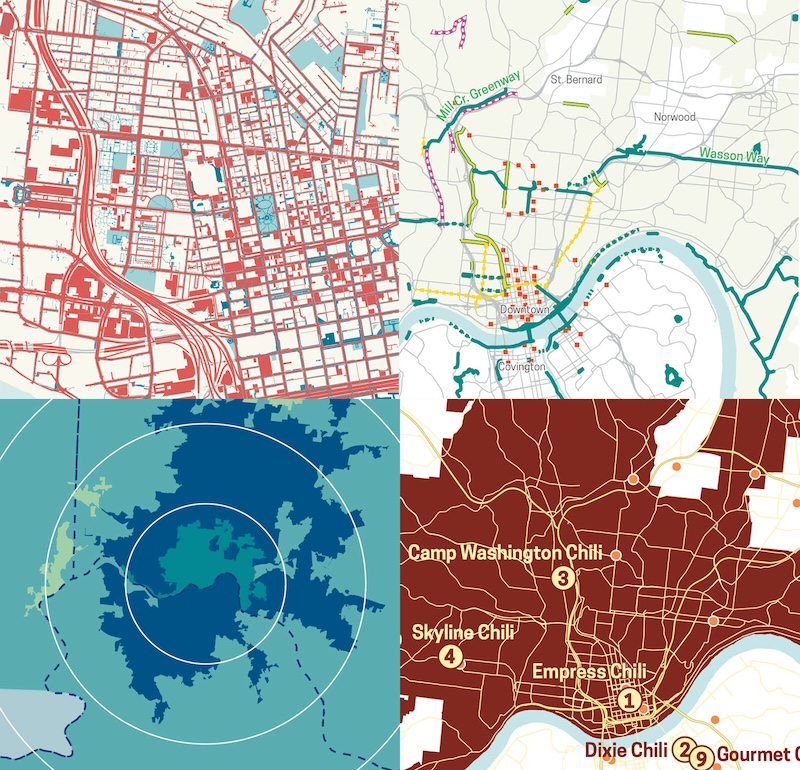 Four maps of Cincinnati